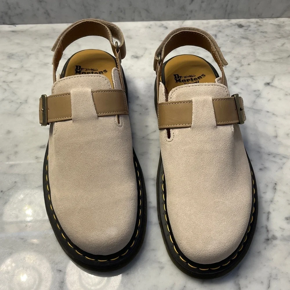 Dr Martens Jorge II Parchment Beige Suede Sandals Size 11 Mens or 12 Woman’s NIB